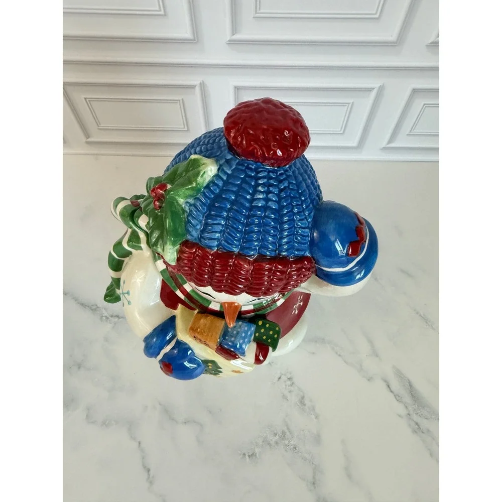 VTG Studio Nova Festive Frosty Snow Girl Ceramic Cookie Jar with Box!